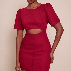 Elegant Red Cut-Out Dress